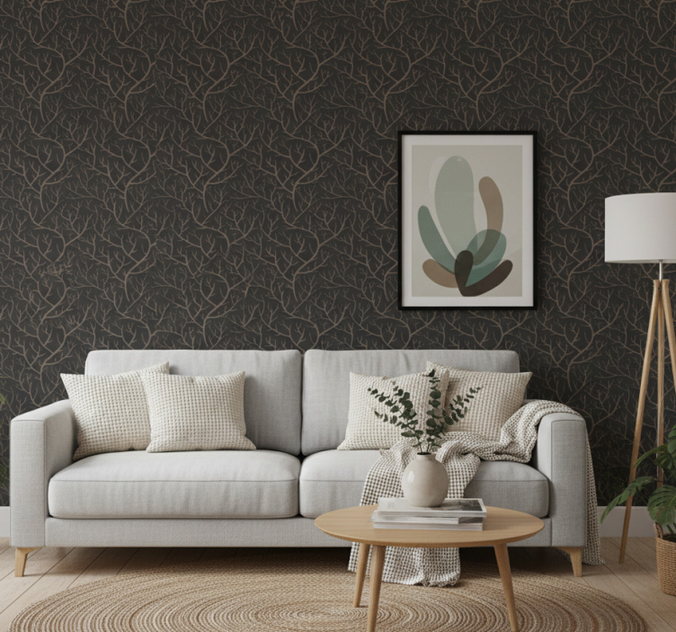 Papel de parede árvores floresta noturna escandinava - TenStickers