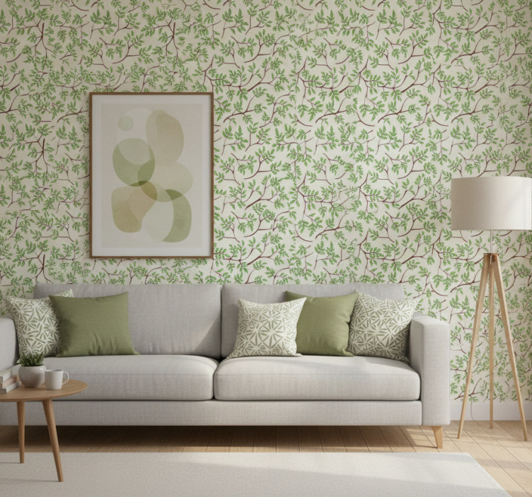 Papel de parede árvores padrão de galhos finos - TenStickers