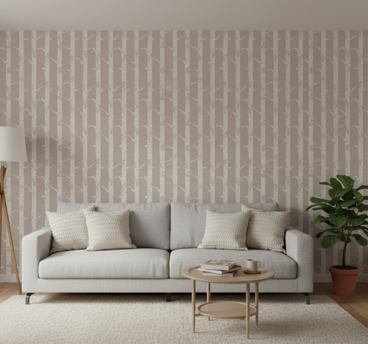 Papel de parede árvores padrão escandinavo de árvores finas - TenStickers