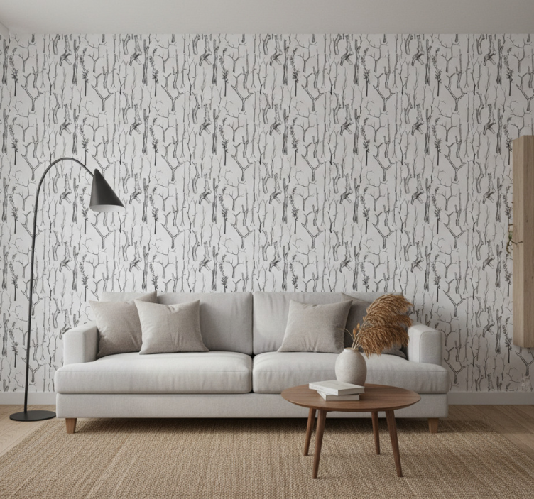 Papel de parede árvores troncos cinzas - TenStickers