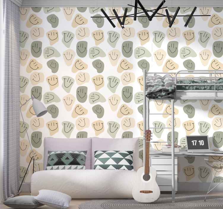 papel de parede infanto juvenil sorrisos de cores neutras simples - TenStickers
