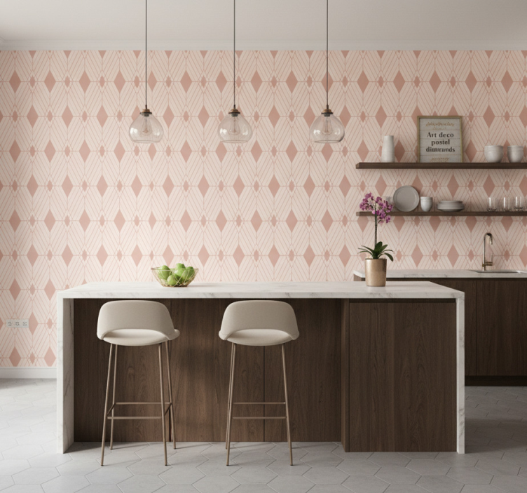 Papel de parede azulejo diamantes pastel art déco - TenStickers