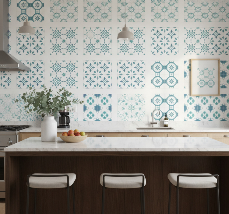 Papel de parede azulejo e azulejos elegantes - TenStickers