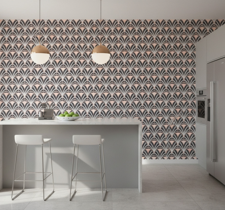 Papel de parede azulejo efeito mármore art déco - TenStickers