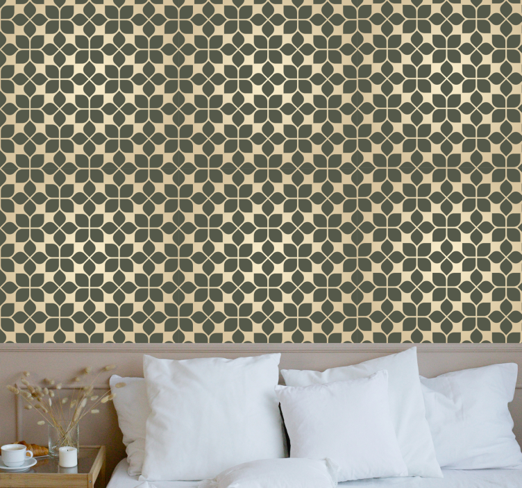 papel de parede quarto de casal estilo floral geométrico - TenStickers