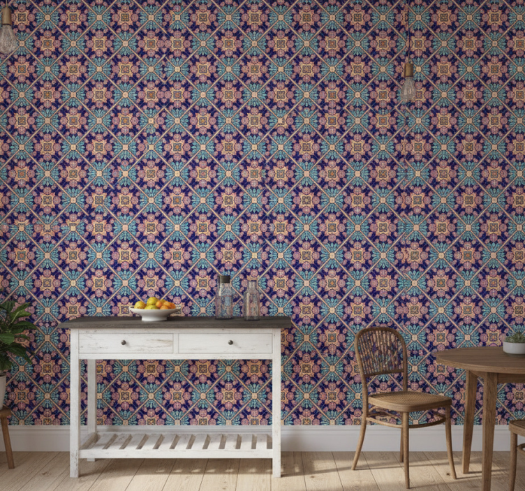 Papel de parede azulejo estilo mediterrâneo - TenStickers