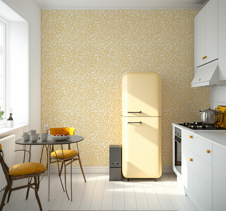 papel de parede floral floreios ornamentados - TenStickers