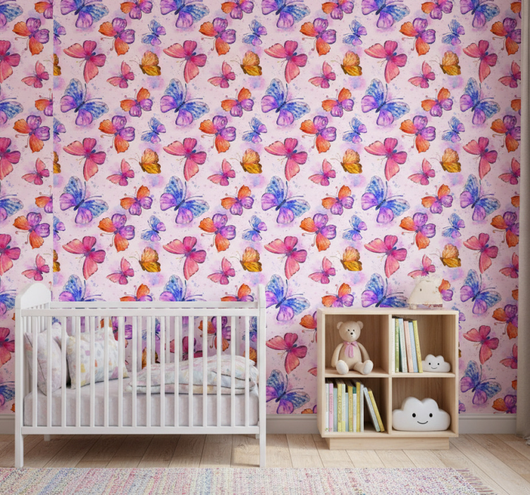 Papel de parede borboletas aquarela colorida - TenStickers