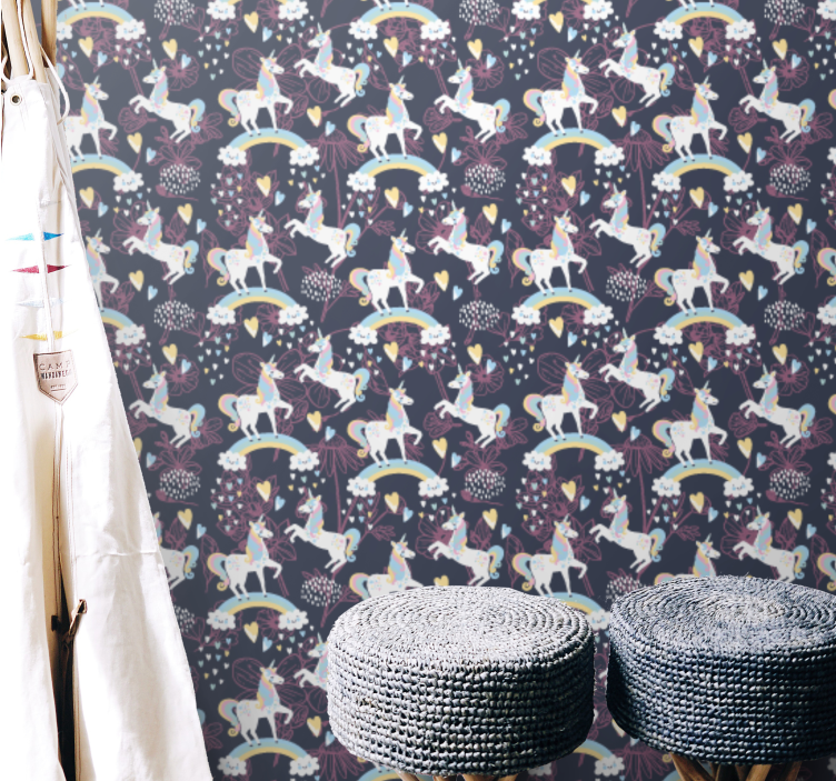 papel de parede borboletas padrão de criatura mítica - TenStickers