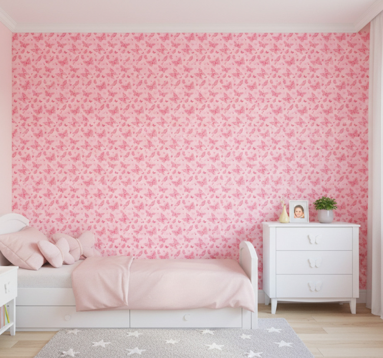 Papel de parede borboletas rosa - TenStickers