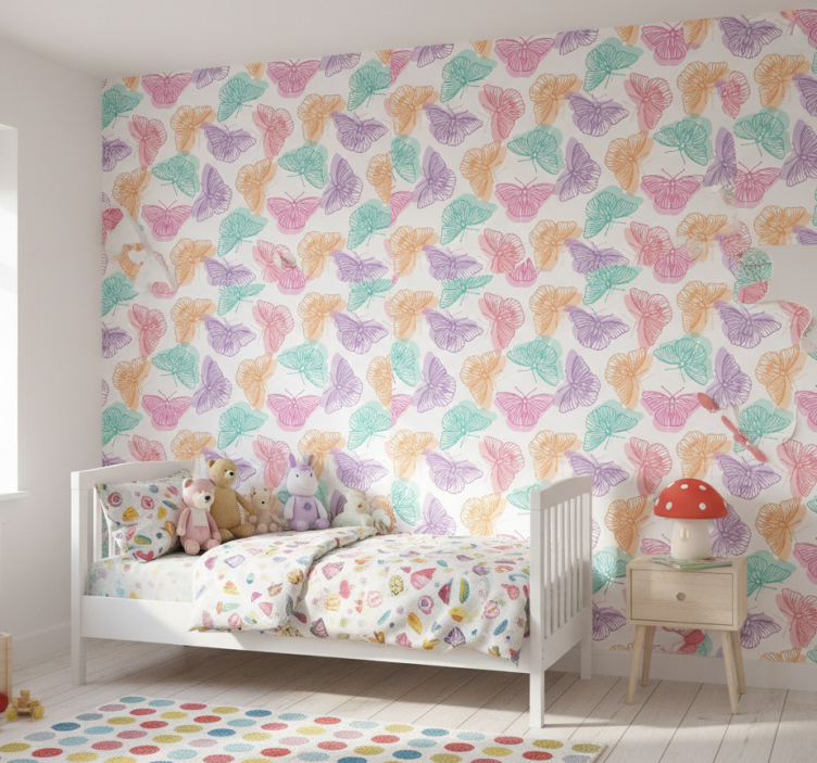 Papel de parede borboletas silhueta colorida - TenStickers