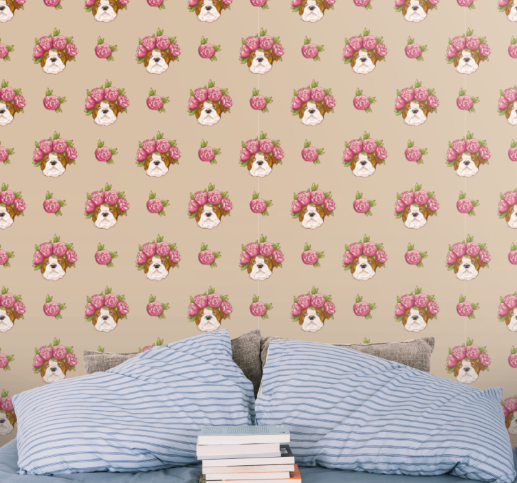 Papel de parede cães motivo floral canino - TenStickers