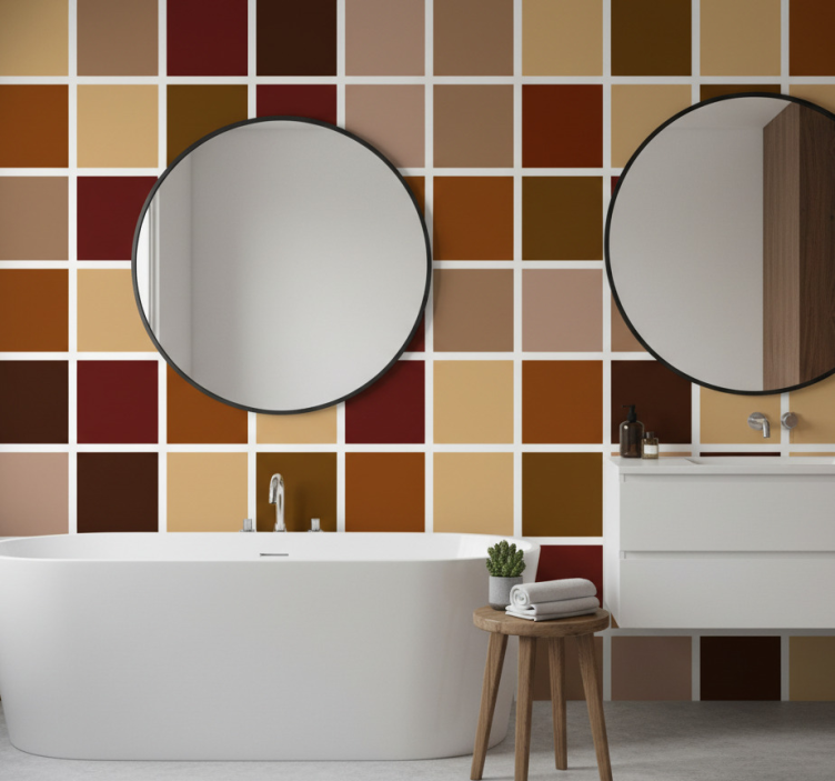 Papel de parede casa de banho em tons quentes - TenStickers