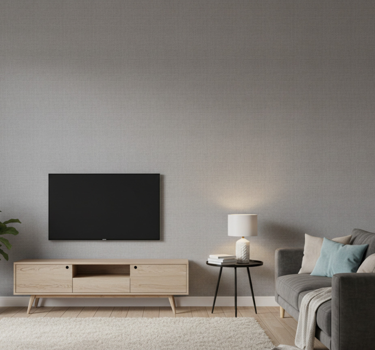 Papel de parede casa de banho imitação linho cinza - TenStickers