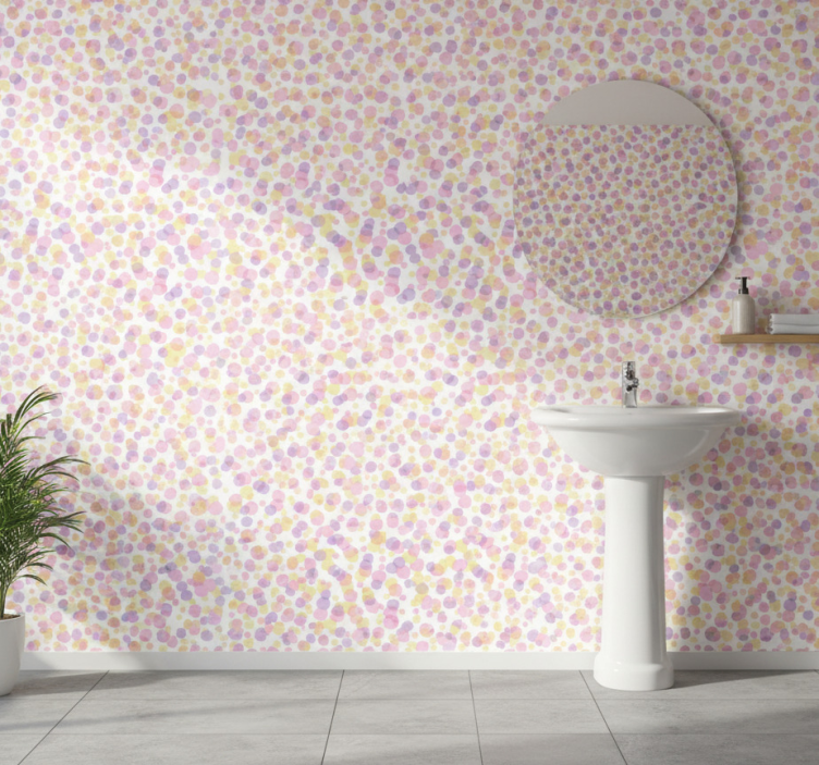 Papel de parede casa de banho padrão bolhas rosa - TenStickers