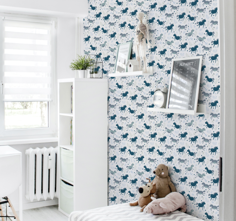 Papel de parede cavalos potros azuis correndo - TenStickers