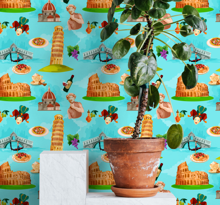 Papel de parede cidades e países colagem de marcos italianos - TenStickers