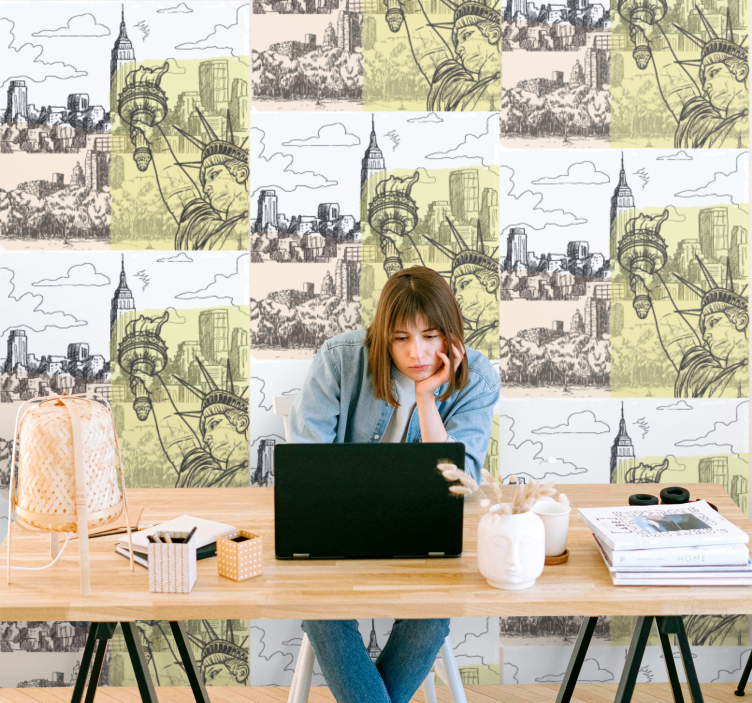 Papel de parede cidades e países desenho de esboço urbano - TenStickers