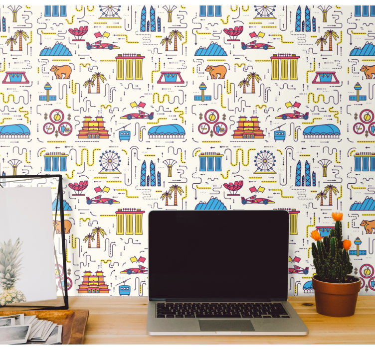 Papel de parede cidades e países diversão na paisagem urbana - TenStickers