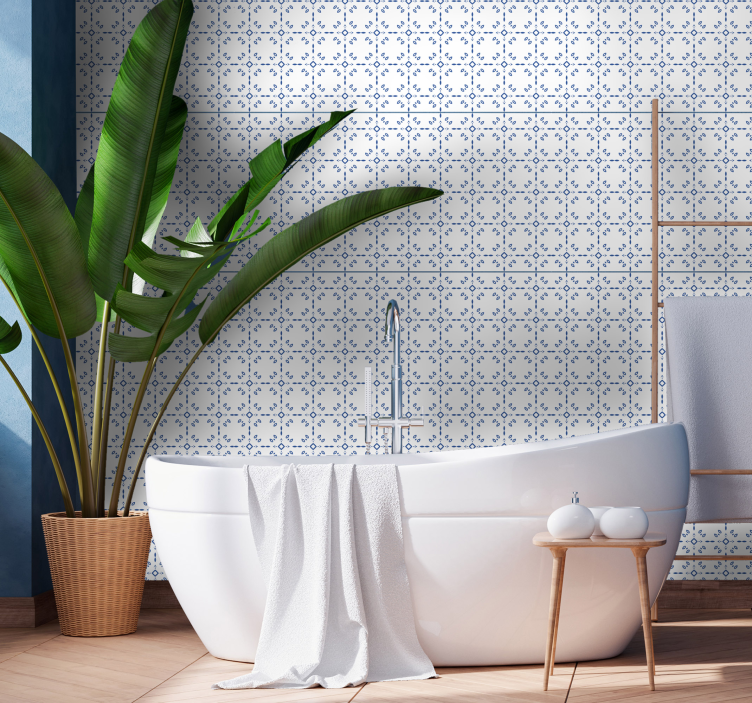 Papel de parede clássico azulejos de casa de banho - TenStickers