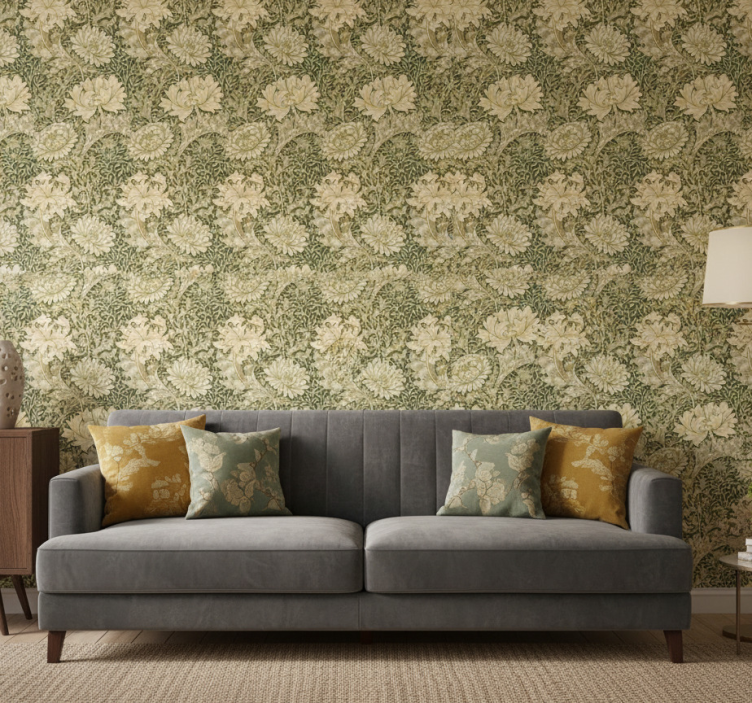 Papel de parede clássico crisântemo art nouveau - TenStickers