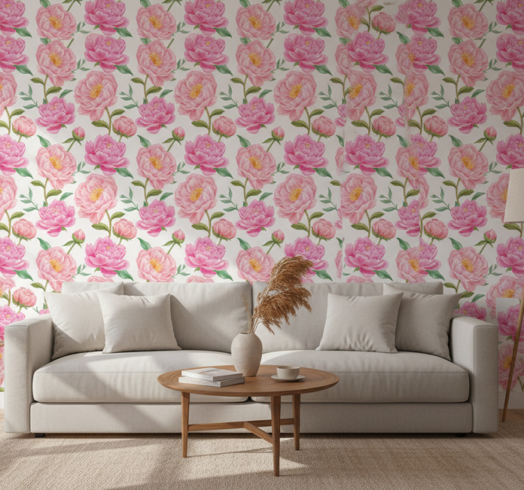 Papel de parede clássico flor rosa - TenStickers