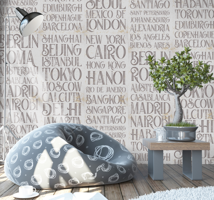 papel de parede com escritas Cidades do mundo - TenStickers