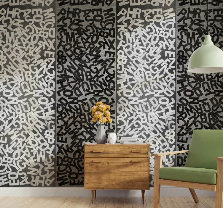 papel de parede com escritas Enigma Prateado - TenStickers