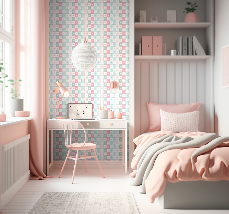 Papel de parede corações em retalhos - TenStickers