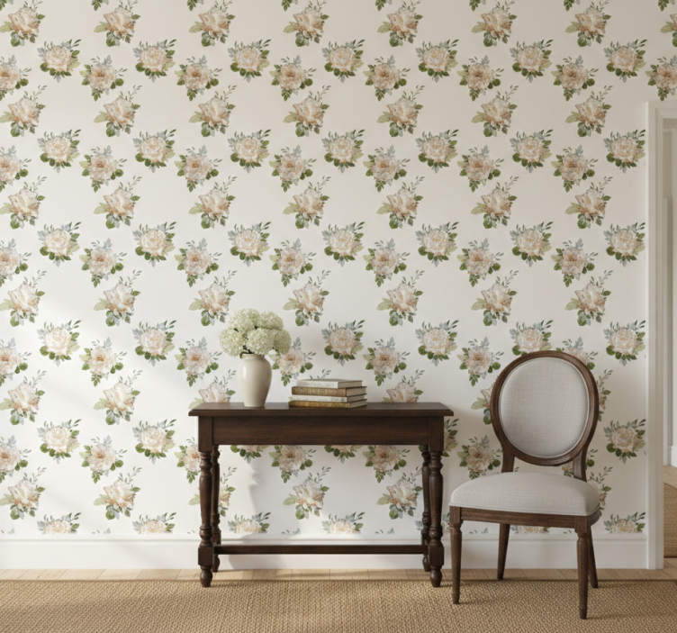 Papel de parede corredor arranjo branco delicado - TenStickers