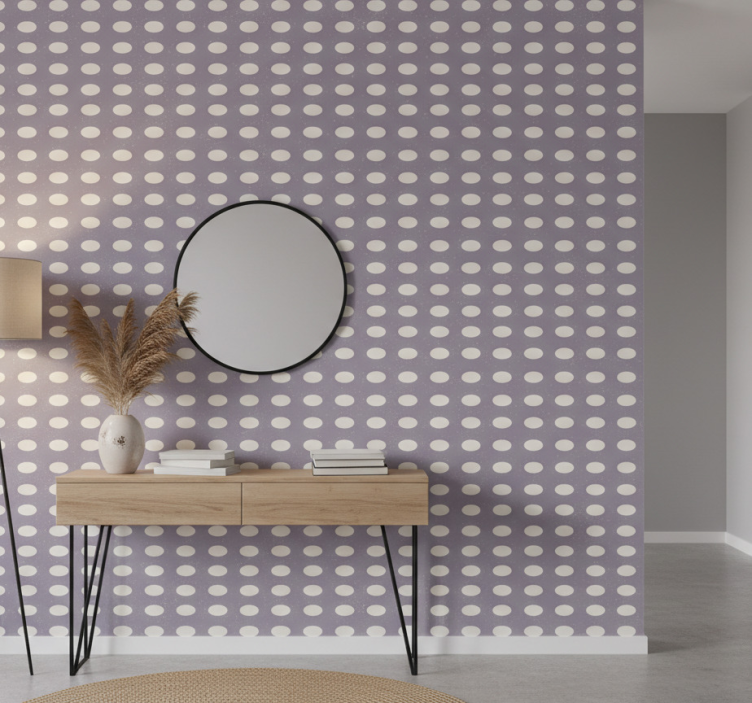 Papel de parede corredor círculos cinza e roxo geométricos - TenStickers