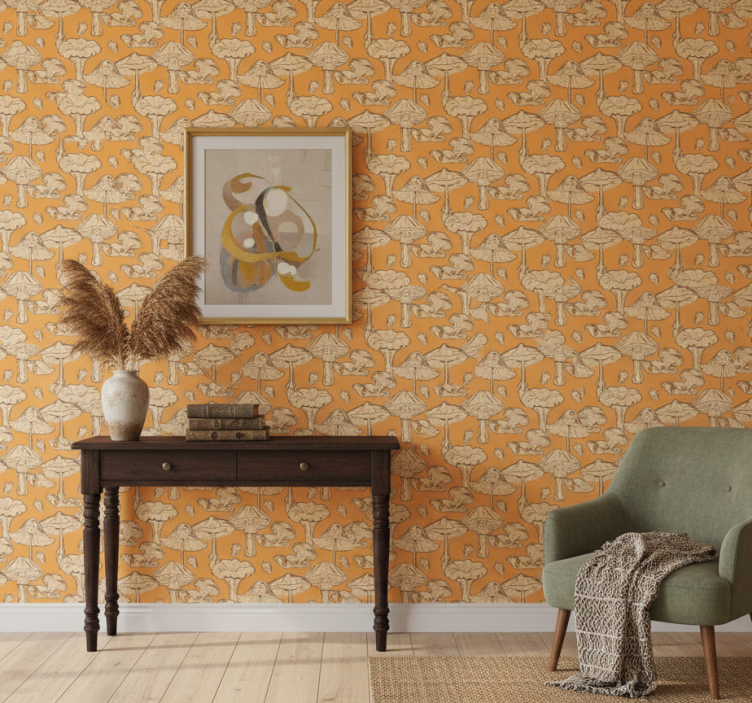 Papel de parede corredor com design de cogumelos - TenStickers