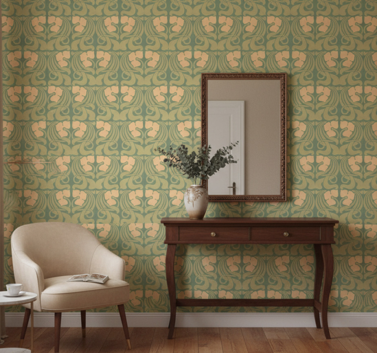 Papel de parede corredor com padrão art nouveau - TenStickers