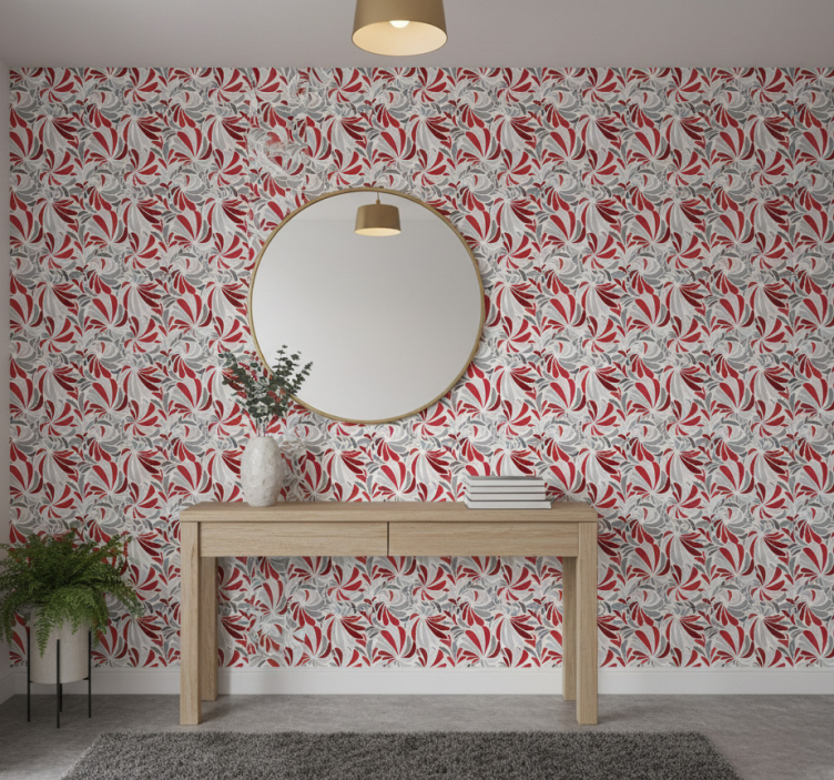 Papel de parede corredor com padrão floral espiral - TenStickers