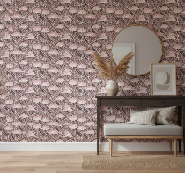 Papel de parede corredor com padrões bege elegantes - TenStickers