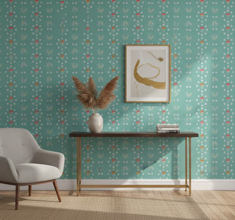 Papel de parede corredor composição em turquesa - TenStickers