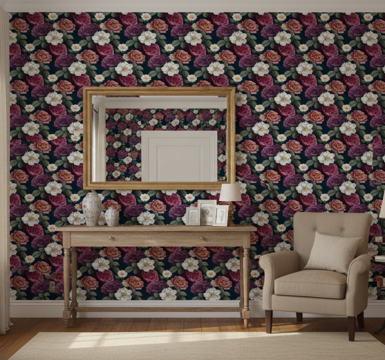 Papel de parede corredor composição florescente graciosa - TenStickers