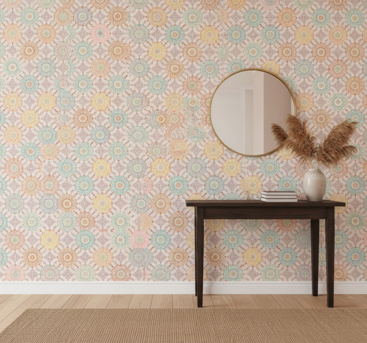 Papel de parede corredor conceito flores vibrantes - TenStickers