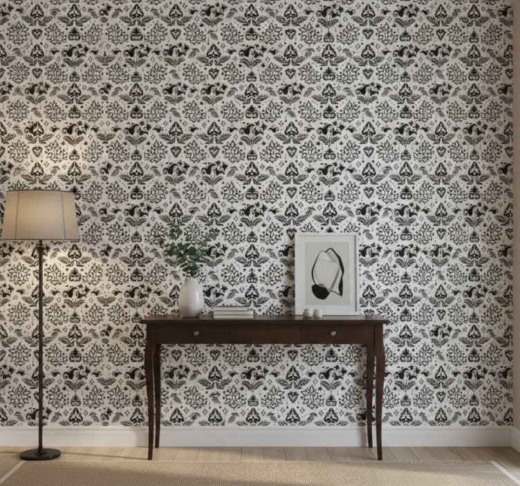 Papel de parede corredor elementos florais elegantes - TenStickers