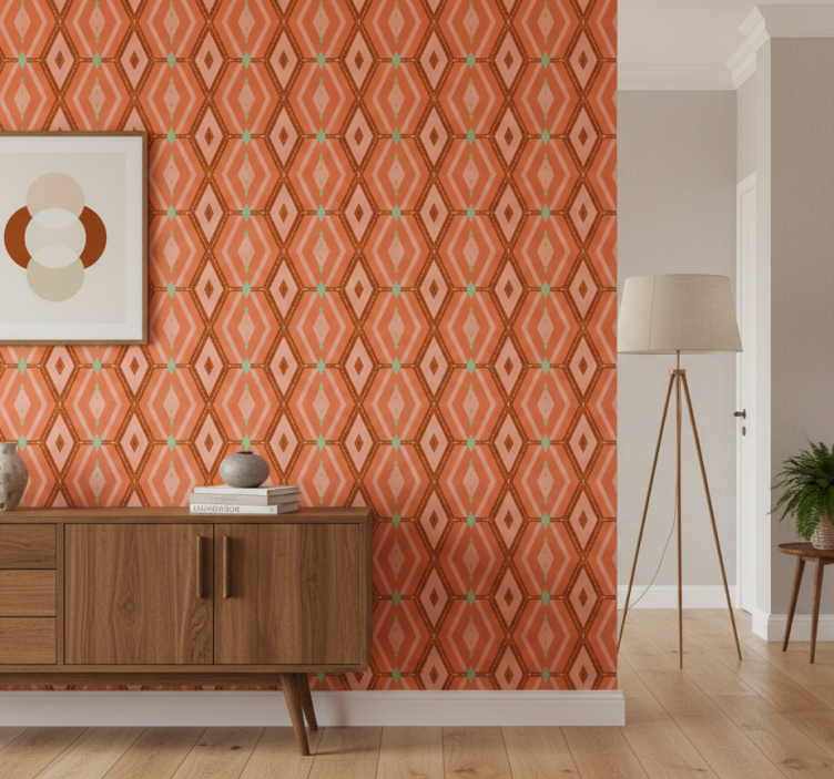 Papel de parede corredor em tons geométricos outonais - TenStickers