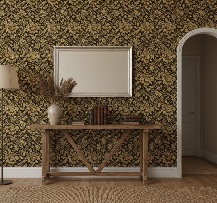 Papel de parede corredor padrão bege clássico - TenStickers