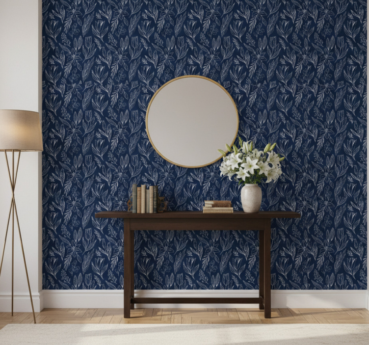 Papel de parede corredor padrão floral lírios - TenStickers