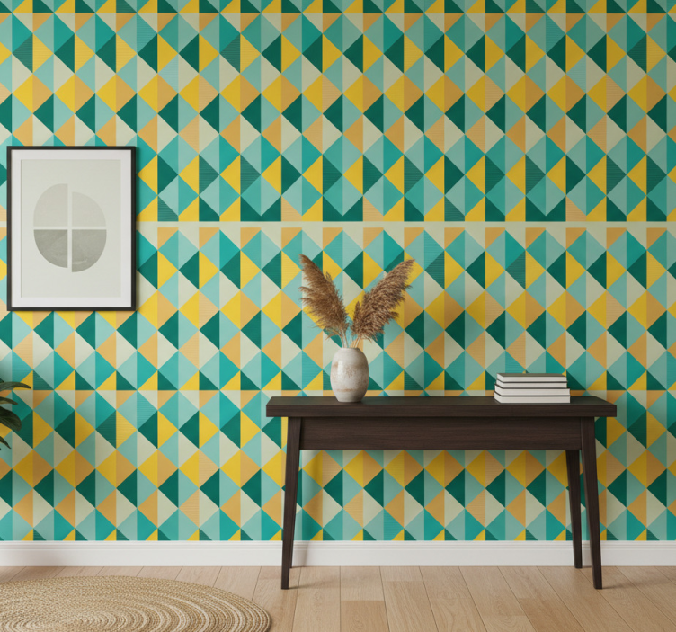 Papel de parede corredor padrão triângulo geométrico - TenStickers