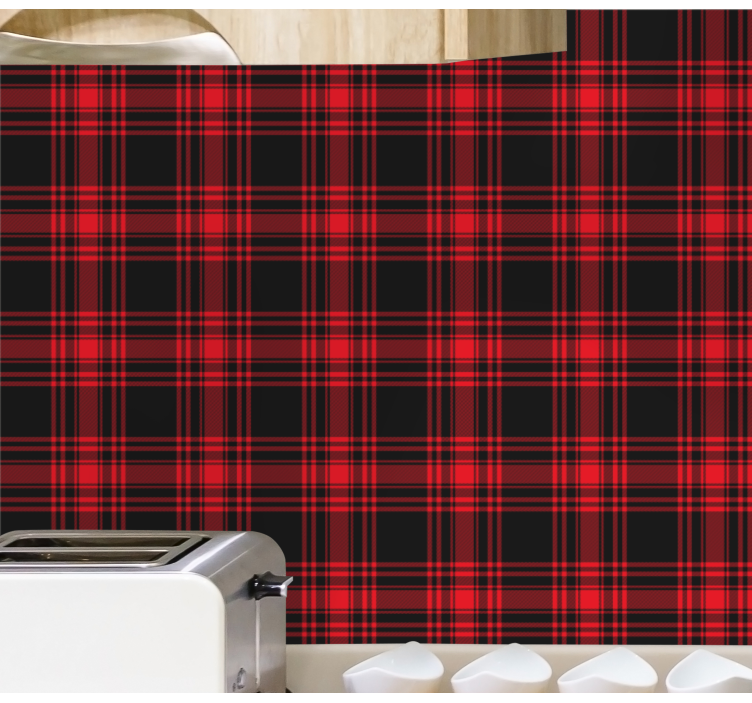 papel de parede para cozinha Padrão xadrez menzies tartan preto v - TenStickers