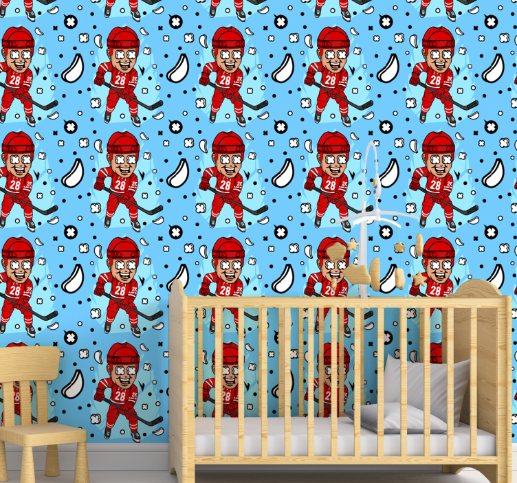 papel de parede infantil Jogador de hóquei engraçado - TenStickers