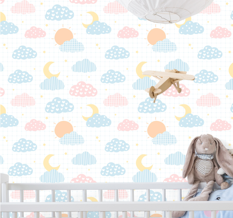 Papel de parede infantil nuvens fofas - TenStickers