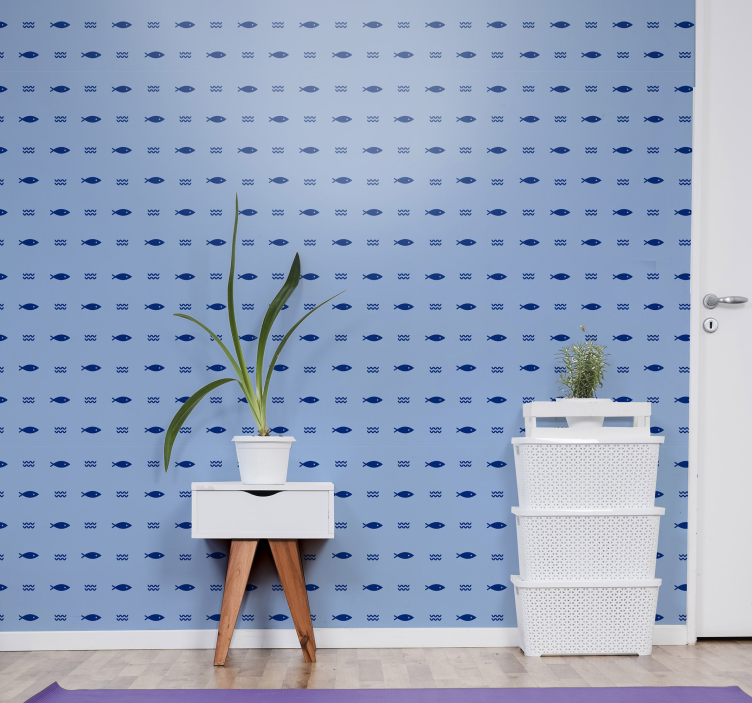 papel parede animais Padrão mínimo de peixe - TenStickers