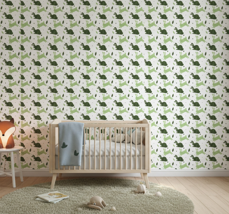 Papel de parede dinossauros coelhos verdes - TenStickers
