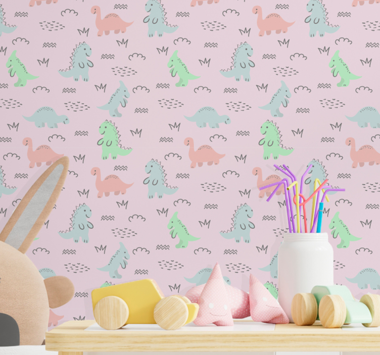 Papel de parede dinossauros com motivos divertidos - TenStickers