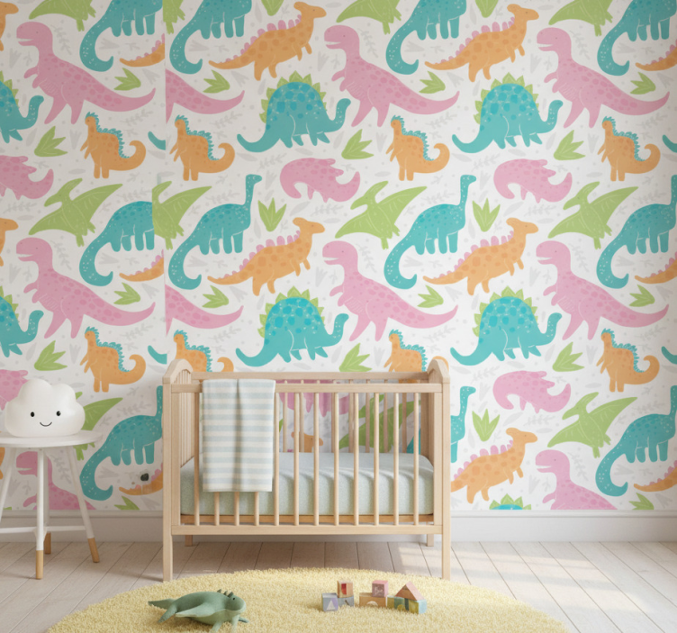 Papel de parede dinossauros em cores pastel - TenStickers